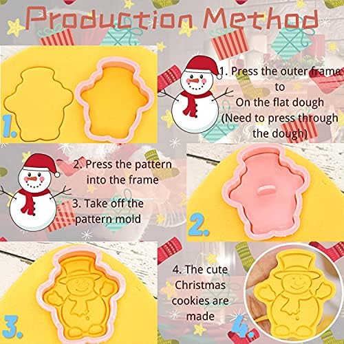 Crethink Christmas Cookie Cutter Set,8 Pieces Plastic Biscuit Cutters,Santa Claus Head, Snowman, Gloves, Bells, Cane, Christmas Sock, Reindeer Head, Crystal Ball