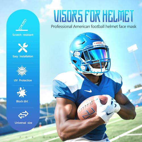 Image of Football Helmet Visor for Helmets, Impact-Resistant Eye Protection for Youth & Adult Football Players