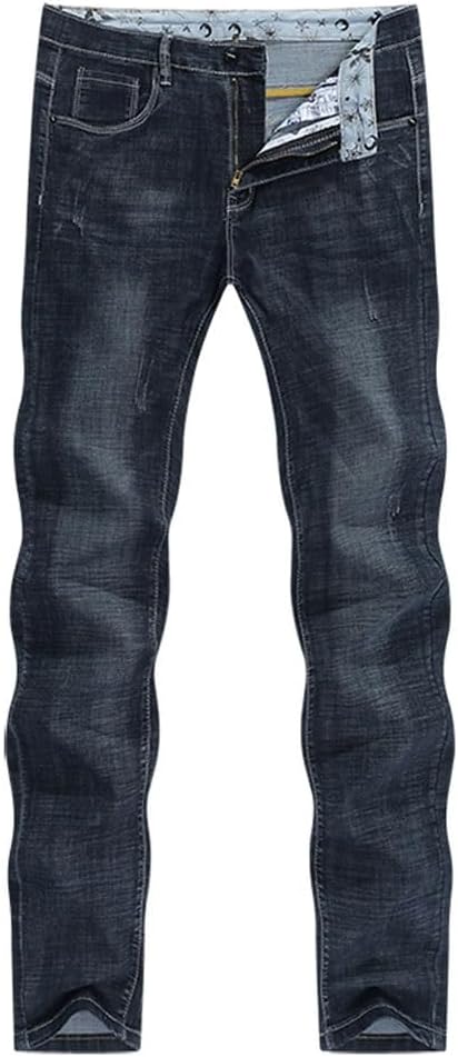 Black Jeans Men Slim Straight Spring and Autumn Full Length Trousrs