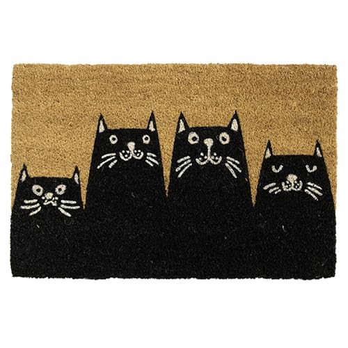 Fisura – Felpudo Original “Gatos” de Coco con Base Antideslizante de PVC. Felpudo Entrada casa. Pintado a Mano. Medidas:70 x 40. Color:Natural y Otros