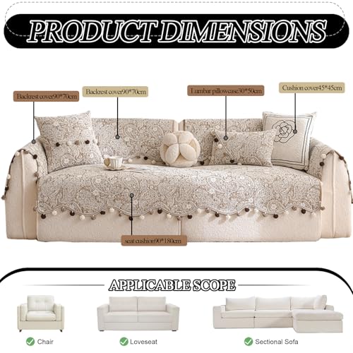 Housse de canapé chenille antidérapante grise pour fauteuil et causeuse - 7