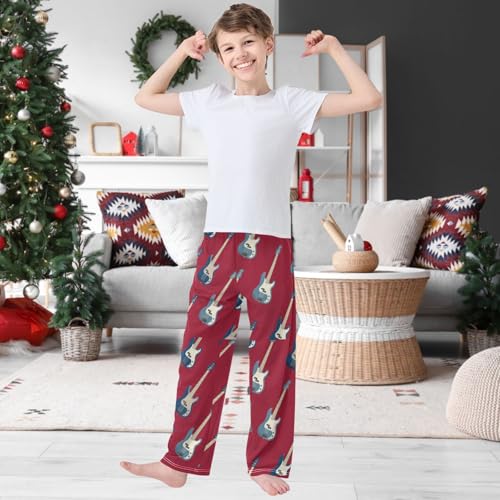 Boy's Pants Music Style Jogger Pants Elastic Waist Long Bottoms Trousers with Pockets 6-14 Years2