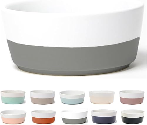 Miniatura 9 de Waggo Dipper - Cuenco de cerámica para perros para razas pequeñas y grandes, pesado y duradero, plato de agua y comida para mascotas, apto para Gris