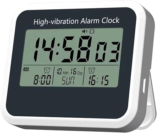 PULIVIA Tono despertador para niños mayores, fuerte vibración, tamaño pequeño, 2 alarmas, pantalla de 12/24 horas, modo de repetición, cuenta atrás y cronómetro, carga USB, color blanco Cover