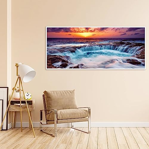 SHEGZHUC Waterfall Diamond Painting 50 x 110 cm Diamond Art Kits Waterfalls Stamped Cross Stitch Kits Sea Diamond Art Beach Diamond Painting Sunset Diamond Art Waterfall Scenery Diamond Art Landscape - Image 3
