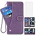 Asuwish Compatible with Google Pixel 2XL Wallet Case Tempered Glass Screen Protector Flip Cover Credit Card Holder Stand Cell Accessories Phone Cases for Pixle 2 XL Pixel2XL Pixel2 LX Women Men Purple