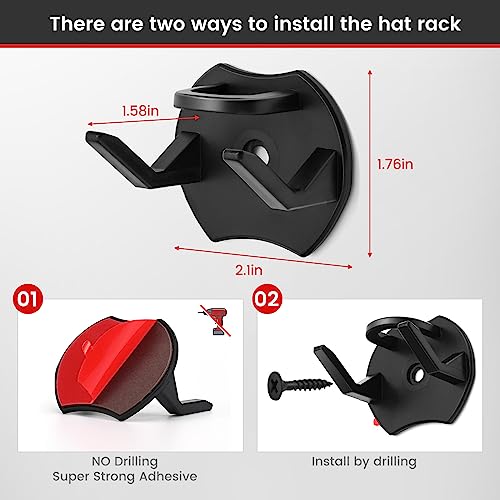 Lrgkcne-Adhesive-Hat-Rack-for-Wall-Baseball-Caps-16-Pack-Hooks-for-Hats-Strong-Hold-hat-Wall-Organizer-Minimalist-hat-Display-Rack-No-Drilling-Hat-Racks-for-Door-Black