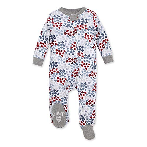 Image of Burt's Bees Baby Baby Girls' Sleep and Play Pjs, 100% Organic Cotton One-Piece Romper Jumpsuit Zip Front Pajamas, Starry Night Sky, 3 Months