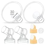 Maymom Brand 2X Two-Piece Small Breastshield with Valve, membranes and Maymom Connector,Compatible with Medela Breast Pumps Top Hole Version. (30 mm) Detachable Clear