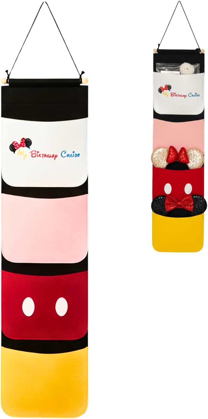 4 Pocket Fish Extender for Disney Cruise Door, Birthday Style, Felt Hanging Organizer Caddy for Gift Exchange, HTV-Friendly Personalized Door Mail Bag