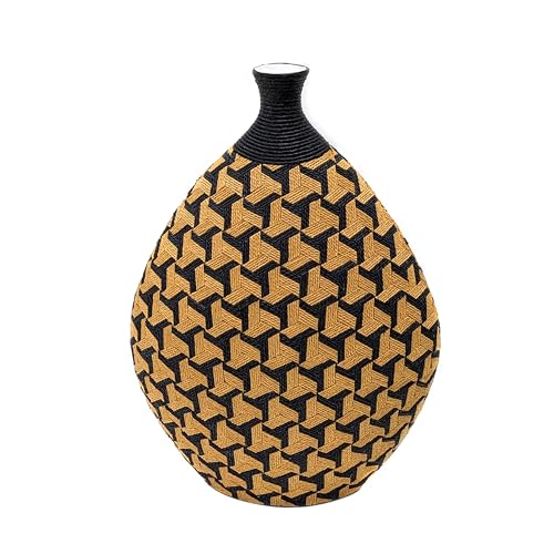 Tov Furniture Geometric Decorative Vase - Black, Natural, White -
