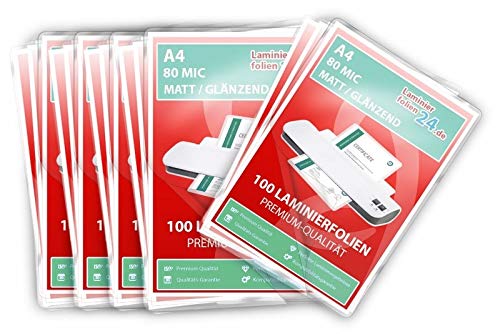 XLam Laminierfolien A4-2 x 80 Mic - matt/glänzend - 400 + 100 GRATIS - PREMIUMQUALITÄT FÜR PERFEKTE LAMINIERERGEBNISSE