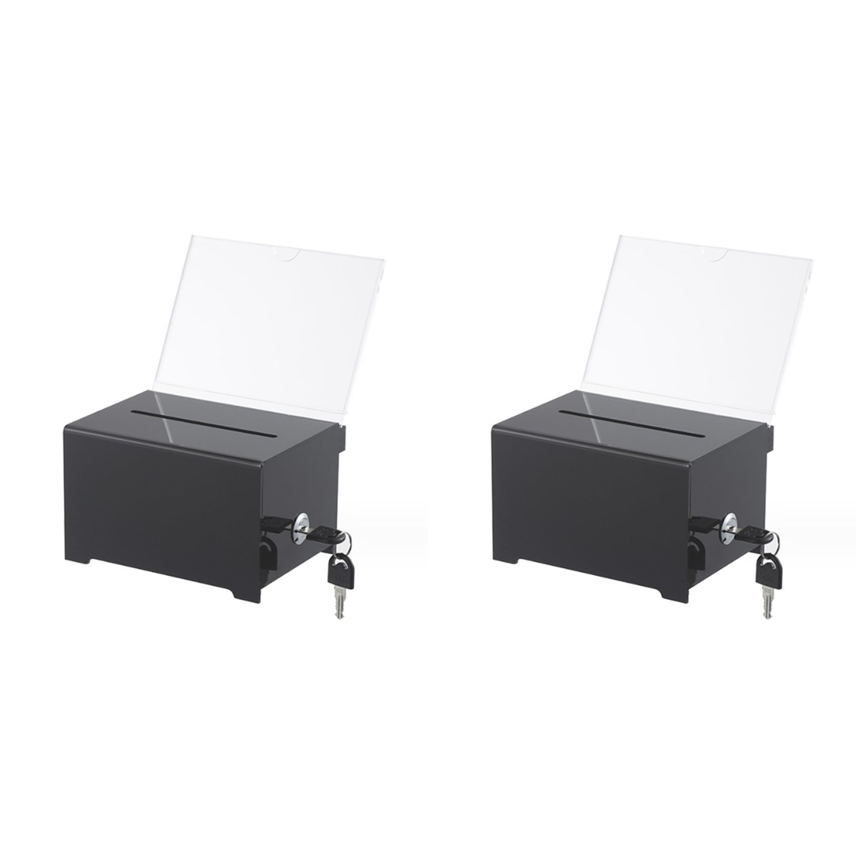 Jnchdghwa 2 Pack Acrylic Donation Box with Lock, Black Ballot Box with Sign Holder, Suggestion Box for Fundraising, Donation