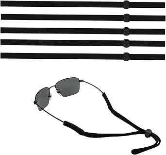 5 Stück Sportbrillenband, Rutschfest Brillenschnur, Verstellbare Brillenkette, Sport Brillenkordel, Sportbrillenband mit guter Schweißabsorption für Männer und Frauen Sport (Schwarz)