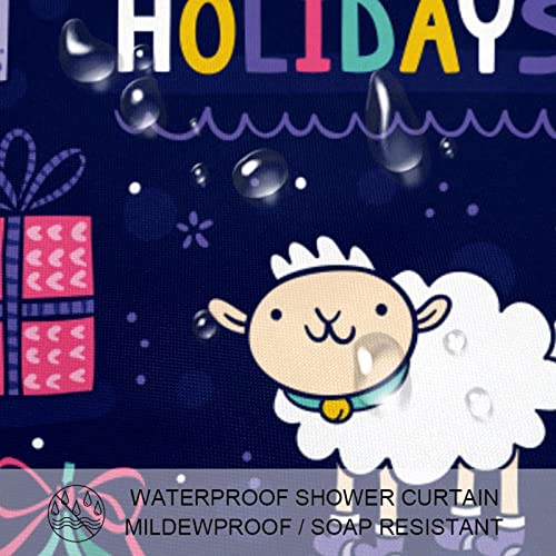 Rideau de douche imperméable de Noël style dessin animé mouton 168x183cm