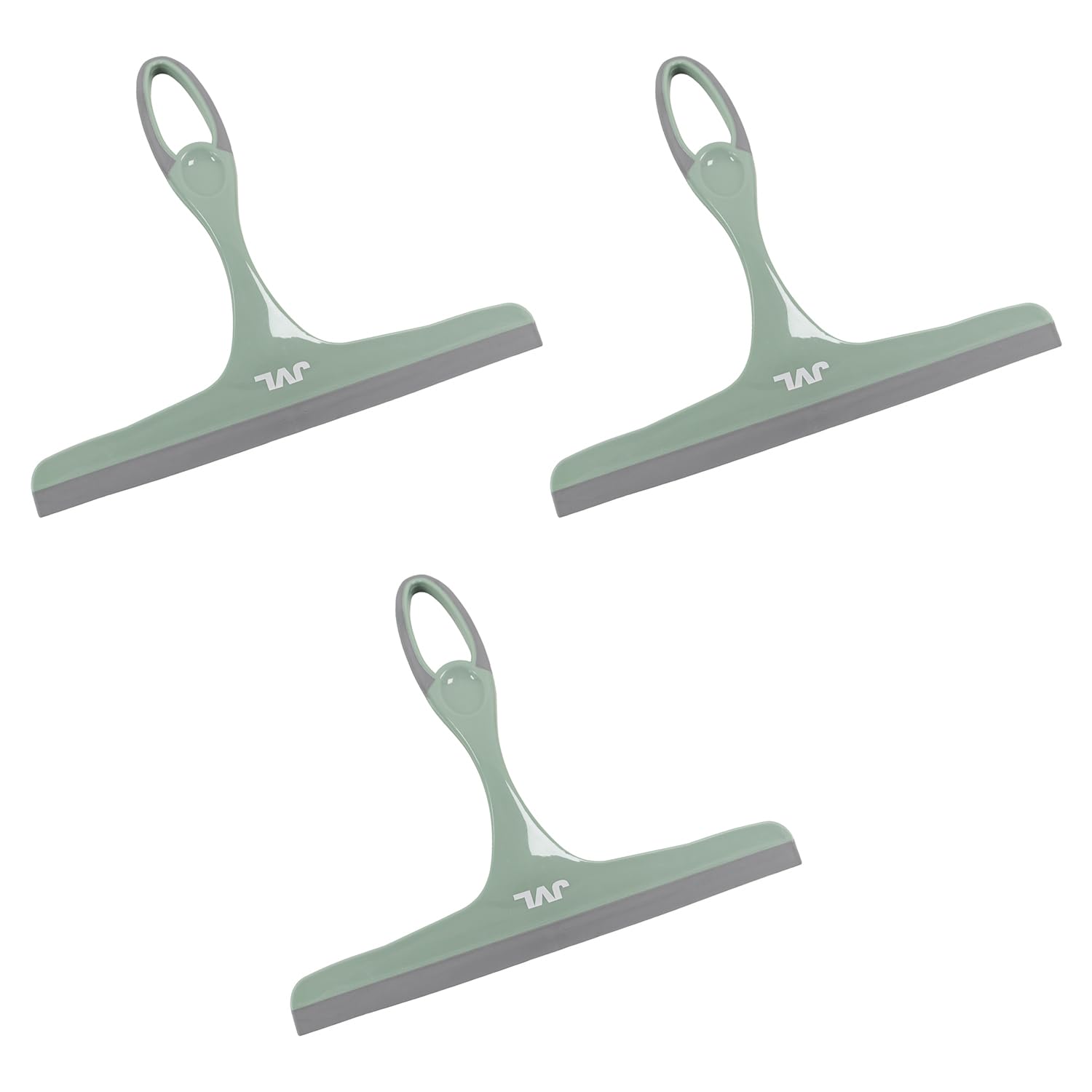 JVL Hand Held Window Squeegee Set of 3, Streak-Free Glass Cleaner for Windows, Mirrors & Shower Screens – Green