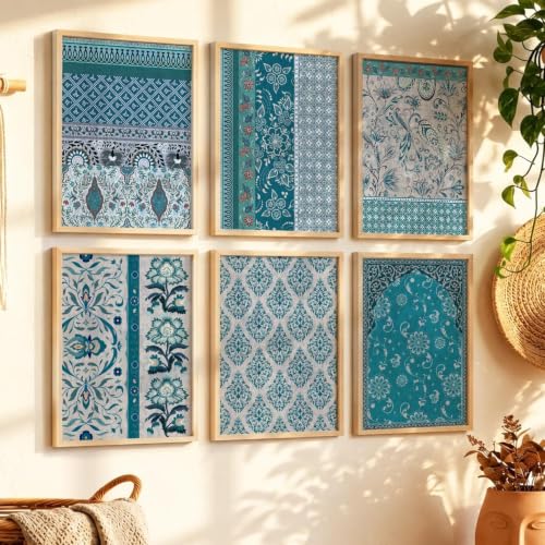 Image of kotart Pattern wall art hanging frames for home decor wall paintings | paintings for living room, bedroom, office, | Poster with glass frame (Pack of 6 Multicolor) (19X25 inch, A)