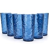 KX-WARE 18-ounce Acrylic Highball Glasses Plastic Tumbler, set of 6 Blue