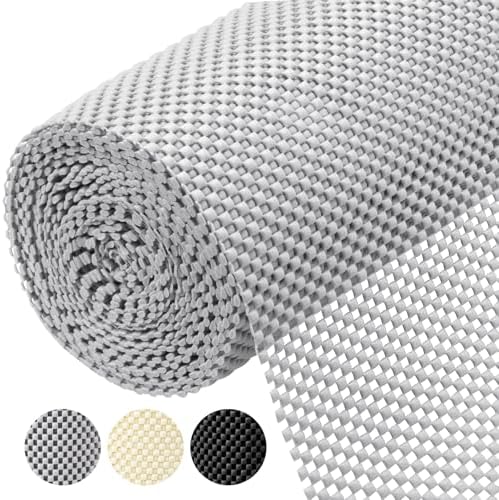 BALEINE Cabinet Liner, Drawer and Shelf Liner for Kitchen Cabinets Non-Adhesive, Non-Slip Protect Desks, Cupboard, Drawers, Shelves, Tableware (12 in x 20 Ft, Gray)