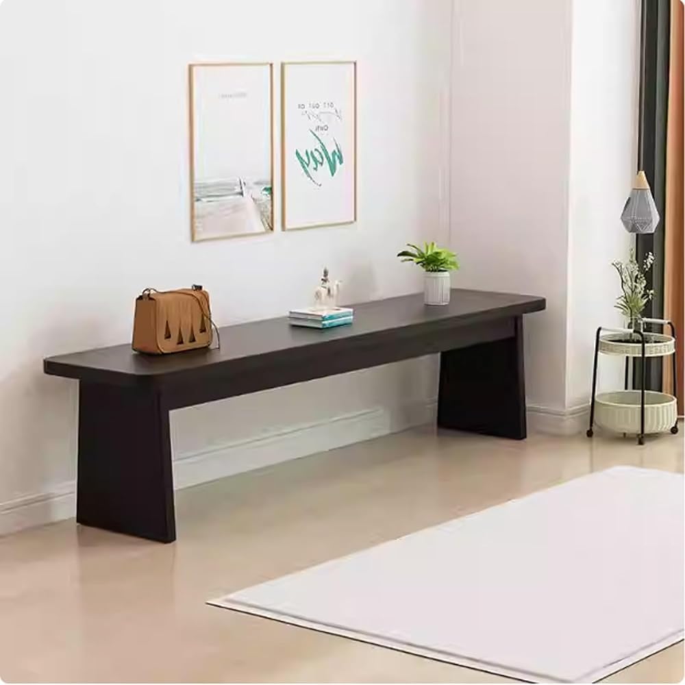 Schwarze Essbank aus Holz für den Eingangsbereich, Esszimmer, Wohnzimmer, Küche oder Flur im Landhausstil, passend für schmale Fenster, z. B. am Fußende des Bettes (Größe: 180 cm / 70,87 Zoll)