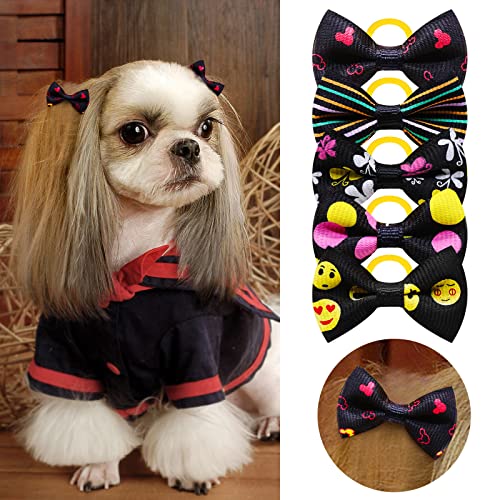 Mruq Pet 100Pcs Dog Hair Bows, Bulk Cute Pet Small Dog Hair Grooming Accessories Bows, Handmade Mix Yorkie Dog Bows With Rubber Bands, Small Size Dog Bows For Dog Cat Bunny Hair Accessories #TOP2