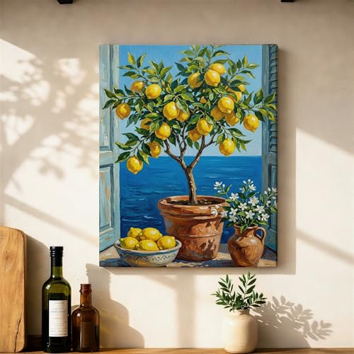 Pot d'arbre jaune d'été en tableau mural pour un intérieur solaire