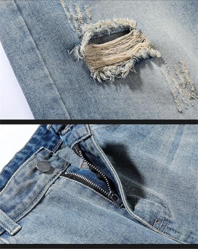 Men Straight Jeans Denim Wide Leg Trousers Casual Streetwear Vintage Ripped Pants4