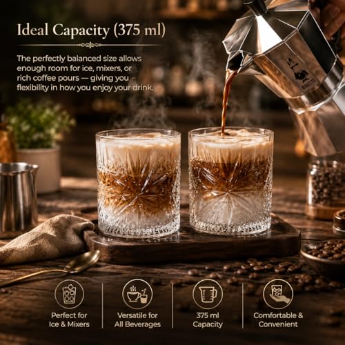 Image of bellemax 300ML Juice and Water Glass Stylish Crystal Highball Drinking Glasses, Medium Size Tumbler Glasses for Juice, Water, Milk, lassi, Cocktails and Sharbat (TR-16, 6 Count (Pack of 1))