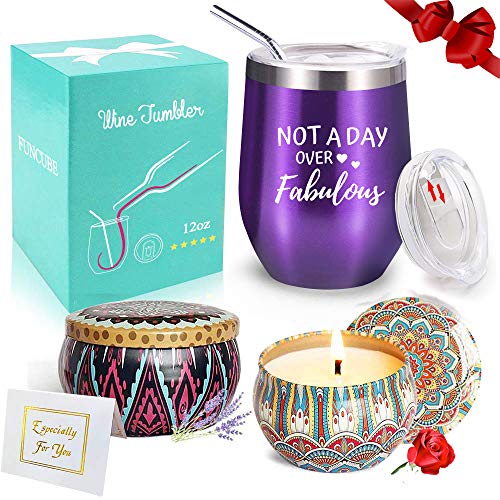 Wine Tumbler with Saying + Scented Candles Gift Set | Not A Day