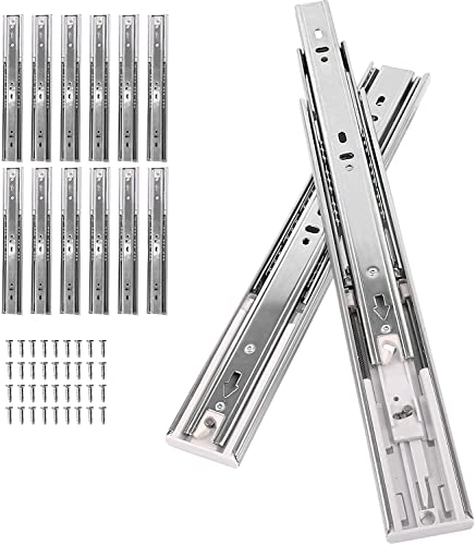 Soft Close Drawer Slides,Drawer Slides 14 inch,6 Pairs Cabinet Drawer Slides,Full Extension Ball Bearing Drawer Slides Hardware 3-Section, Less Noise,100 LB Capacity