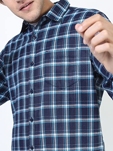 Image of KETCH Men Polycotton Slim Fit Checked Full Sleeve Shirt