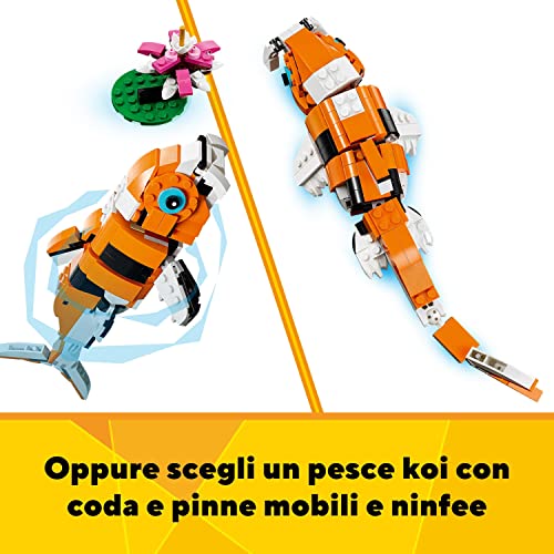 Creator 3 in 1 Tigre Maestosa, Si Trasforma in Panda o Pesce Koi, Set da Collezione con Figure di Animali Giocattolo, Giochi Creativi per Bambini, Bambine, Ragazzi e Ragazze, Idea Regalo 31129 - Lego - Immagine 6