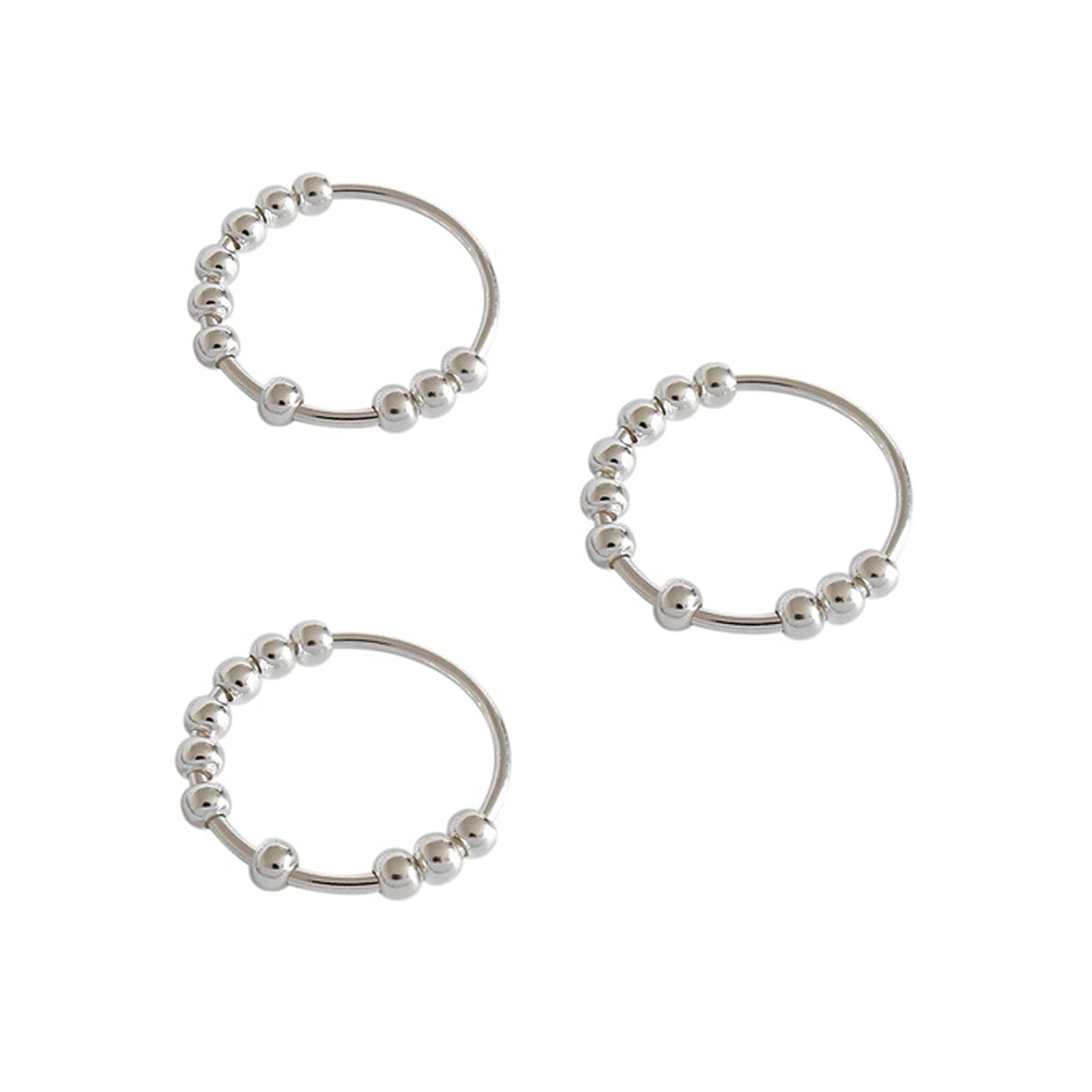 Meeyeet Simple Adjustable Geometric Anxiety Ring, Sterling Silver Stress Reliever Spinner Relax Ring