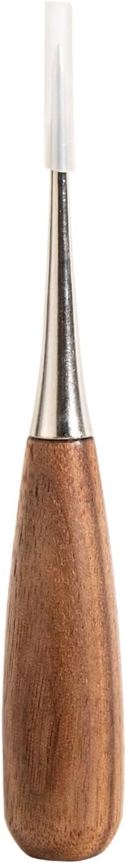 ZLKSKER Walnut Wooden Handle Awl for Leather Art Drilling Positioning Hole Enlargement, Handmade DIY Tool, Pack of 1