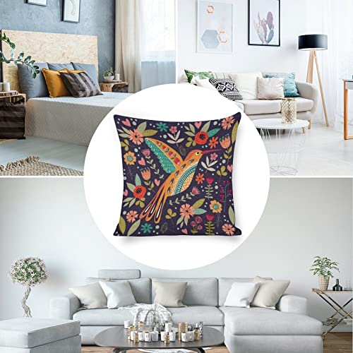 Linen Pillow Case Cartoon Bird Pattern 18X18 Inch Double Sided Decorative Cushion Cover For Sofa Bed Chair Car #TOP3