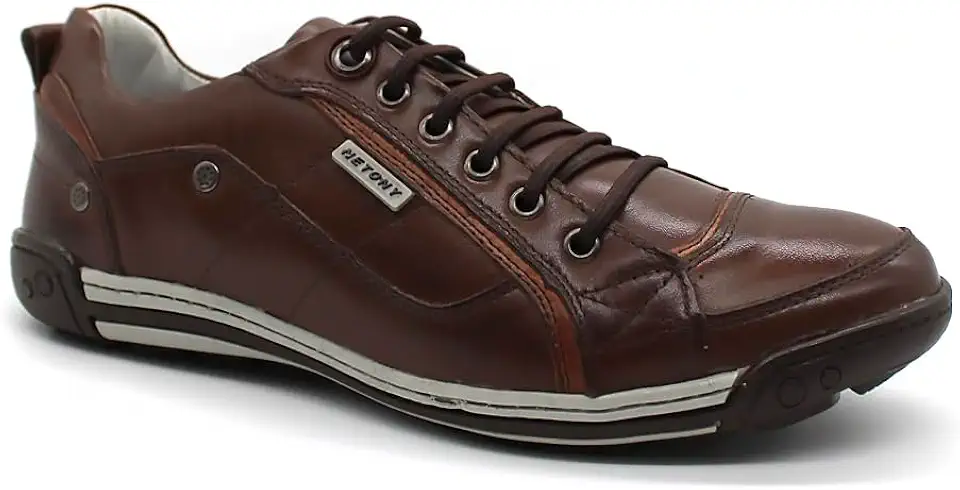 Sapatênis Masculino Couro Legítimo Venice Palmilha de Gel Conforto 5805