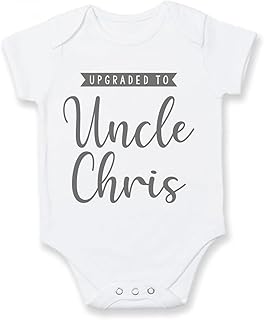 Personalised Uncle Baby Grow Vest | Upgraded to Uncle | New Baby Gift | New Uncle Gift, Uncle Announcement | Baby Reveal