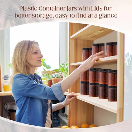 Image of Patelai 4 Pcs Plastic Jars Wide Mouth with Lids,16 Ounce,Amber