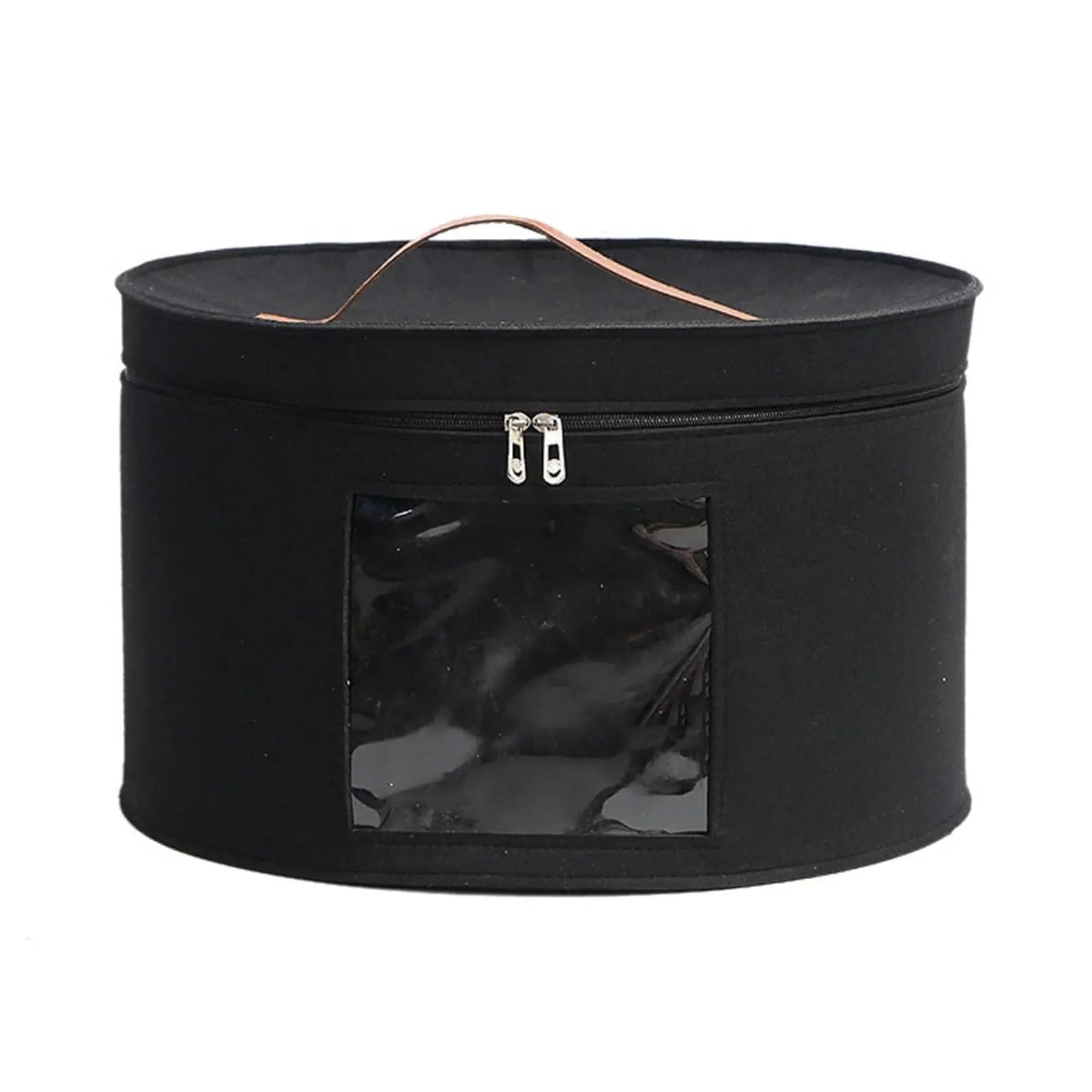PPQIRU Hat Box Organizer Round Travel Boxes Foldable Stoage Bag with Lid Large Storage for For Organization(Black)