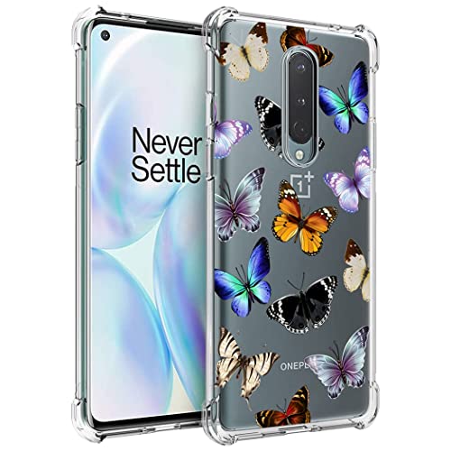 Yerebel Case for Oneplus 8 Case, IN2010 Cute Case, Clear Flexible Bumper TPU Soft Rubber Silicone Cover Phone Case for Oneplus 8 (Butterfly)