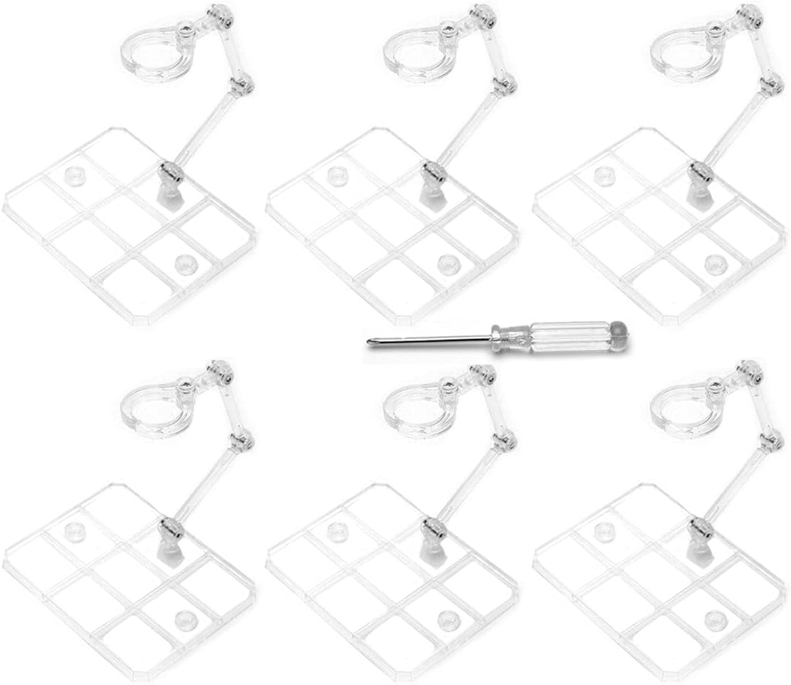6 Pack Action Figure Stand for 3.75" and 6" Figures - Each Doll Model Support Stand includes 3 Clamps Sizes,Clear Action Figure Display Holder Base Display Your Action Figures in Style 6 Pack Clear