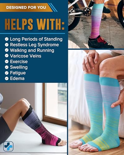 Image of Doctor's Select 3 Pairs Copper Toeless Compression Socks Women & Men - 20-30 mmHg Open Toe Compression Socks Knee High Women