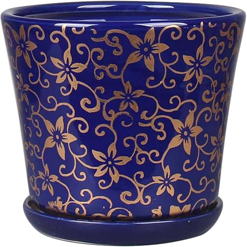 LILIUPEILONG Indoor Gardening Family Flower Pots, Floral Pattern Ceramic Flowerpot