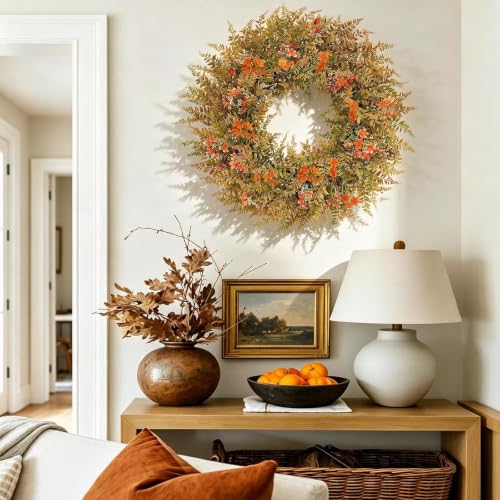 26" Large Artificial Fall Wreath for Front Door Outside by Floriv - Used condition - Image 4
