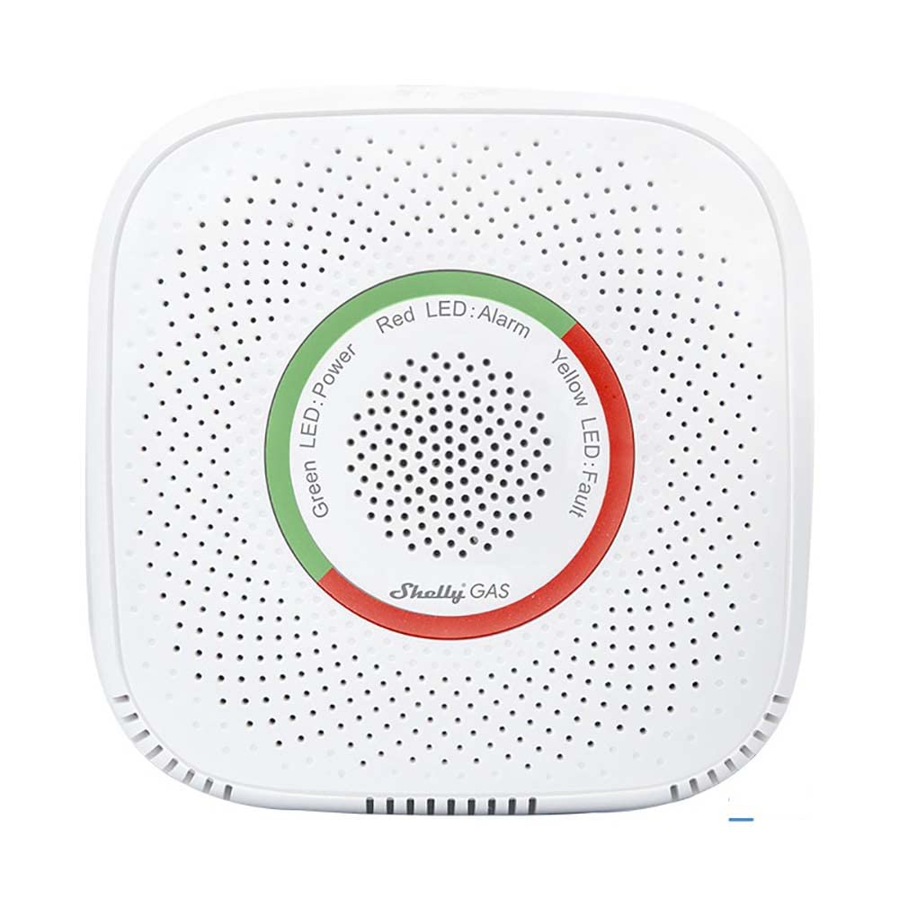 Shelly GAS (LPG), Inteligentny Wykrywacz Wycieków Gazu Wi-Fi, Natychmiastowe Alerty Dźwiękowe i Świetlne, Odporny na Płomienie, Bezprzewodowy, Alerty Aplikacji, Wyjście Zaworu, Bezpieczeństwo Domowe