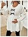 MakeMeChic Women's Maternity Sweater Bow Crew Neck Ruffle Long Sleeve Pregnancy Pullover Top Black and White X-Large