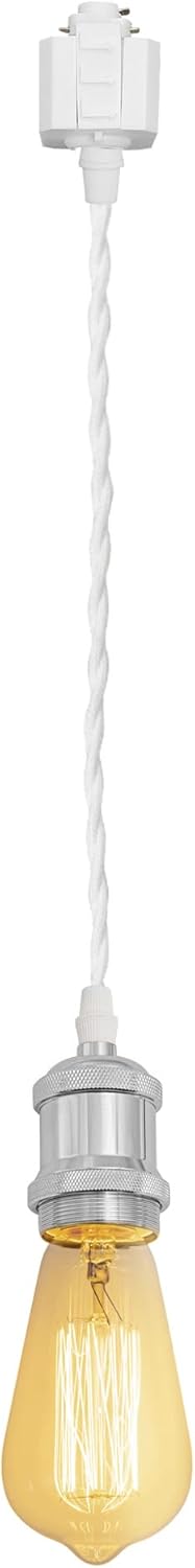 Kiven H-Type Track Mini Pendant Light, Track Mounted Pendant Light Kit, Vintage Style Single-Lamp E26 Lamp Socket (Chrome) Chrome 48 in NOT TESTED  INCOMPLETE