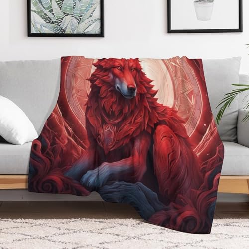 Couverture polaire loup chaude et confortable en flannel douce