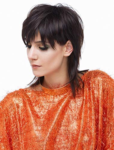 Kaneles Short Straight Black Wig with Bangs Natural Looking Heat Resistant Hair Cosplay Costume Wigs
