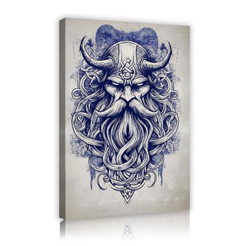 Mythologie nordique poster imprimé et art mural sur toile portrait guerrier viking graphique